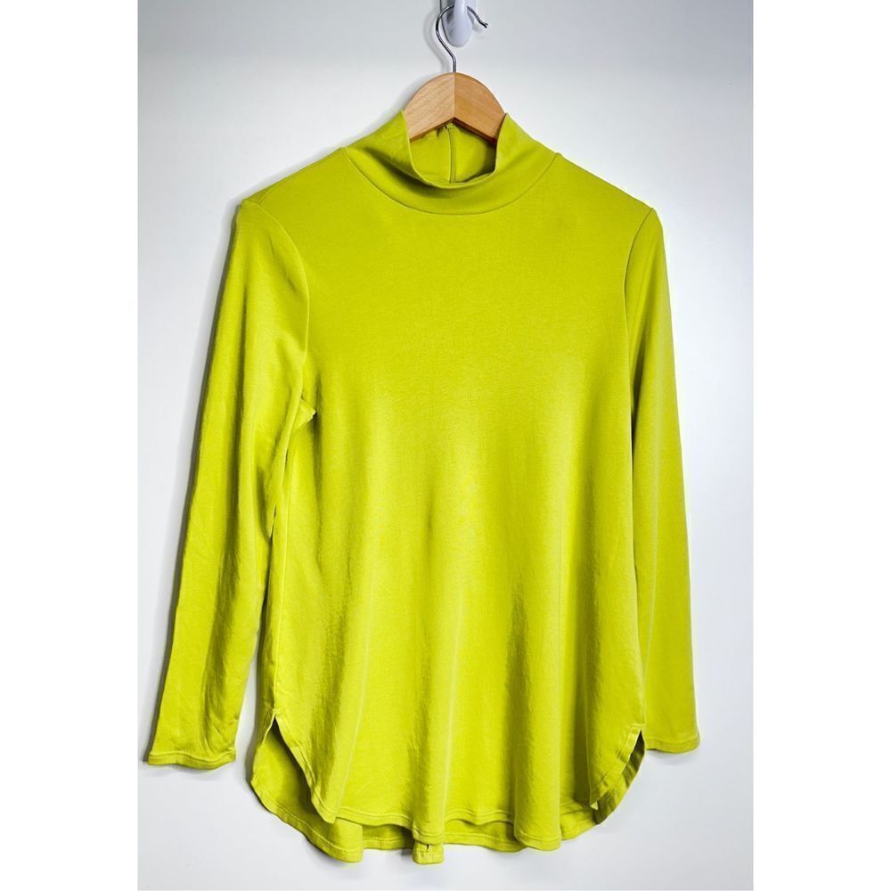 Chico’s Shirt Womens Long Sleeve Pima Cotton Green Avocado Turtleneck Small‎